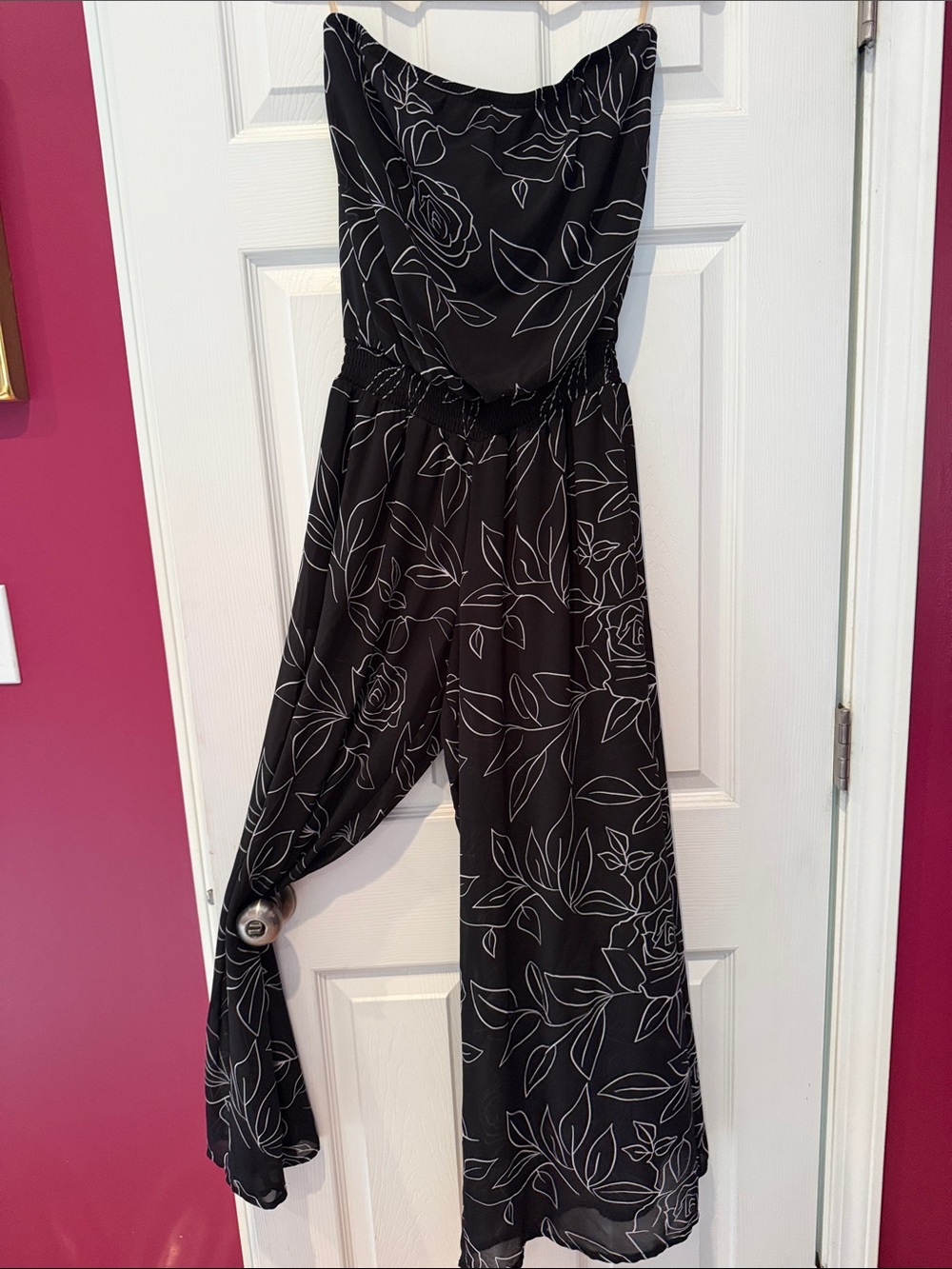 Strapless Black Floral Jumpsuit